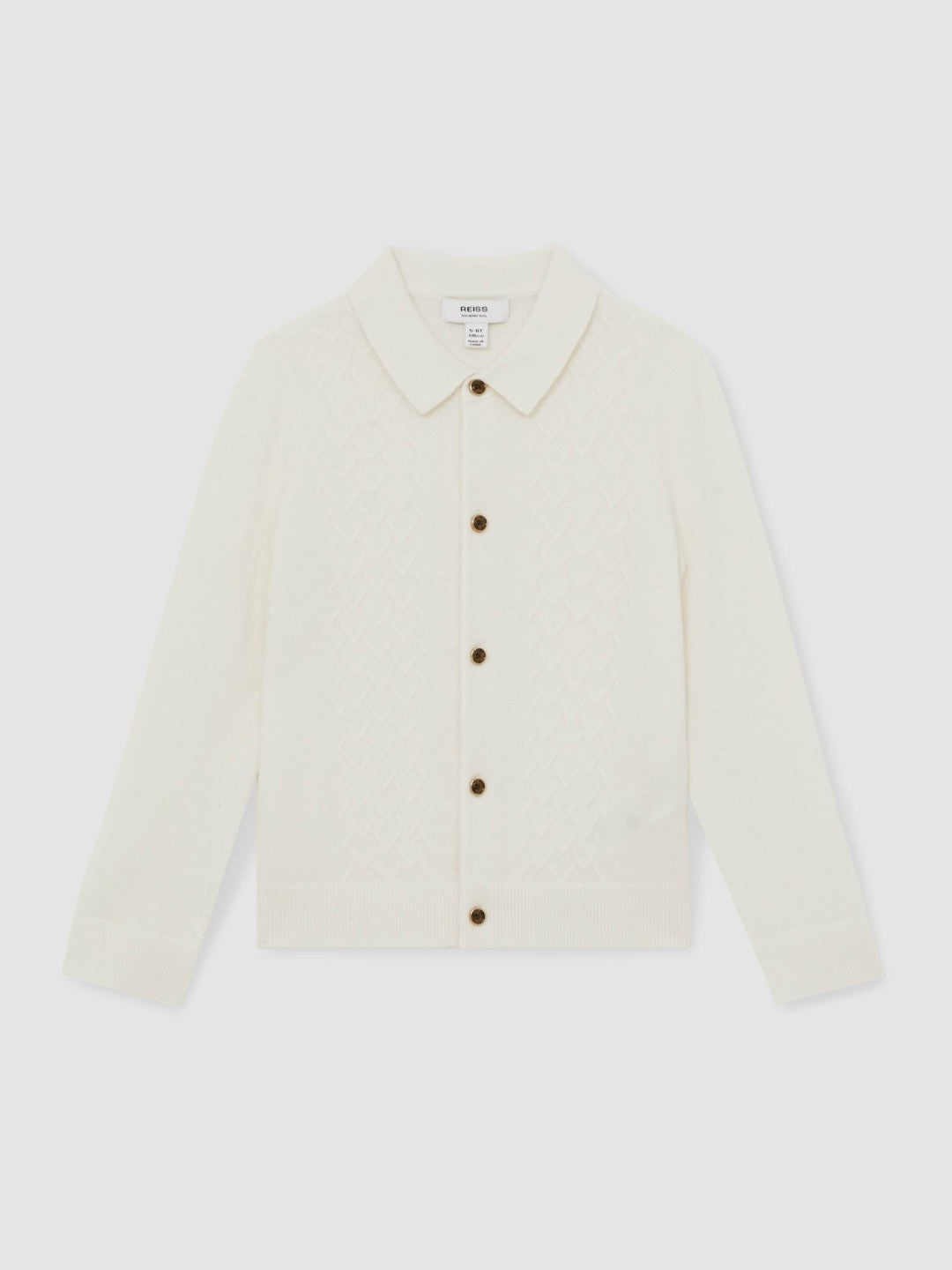 3-9 yrs Wool V-Stitch Button-Through Cardigan in Off White Children & Baby | Reiss