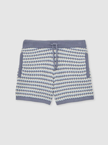3-9 yrs Cotton-Blend Knitted Stripe Shorts in Blue/White Children & Baby | Reiss