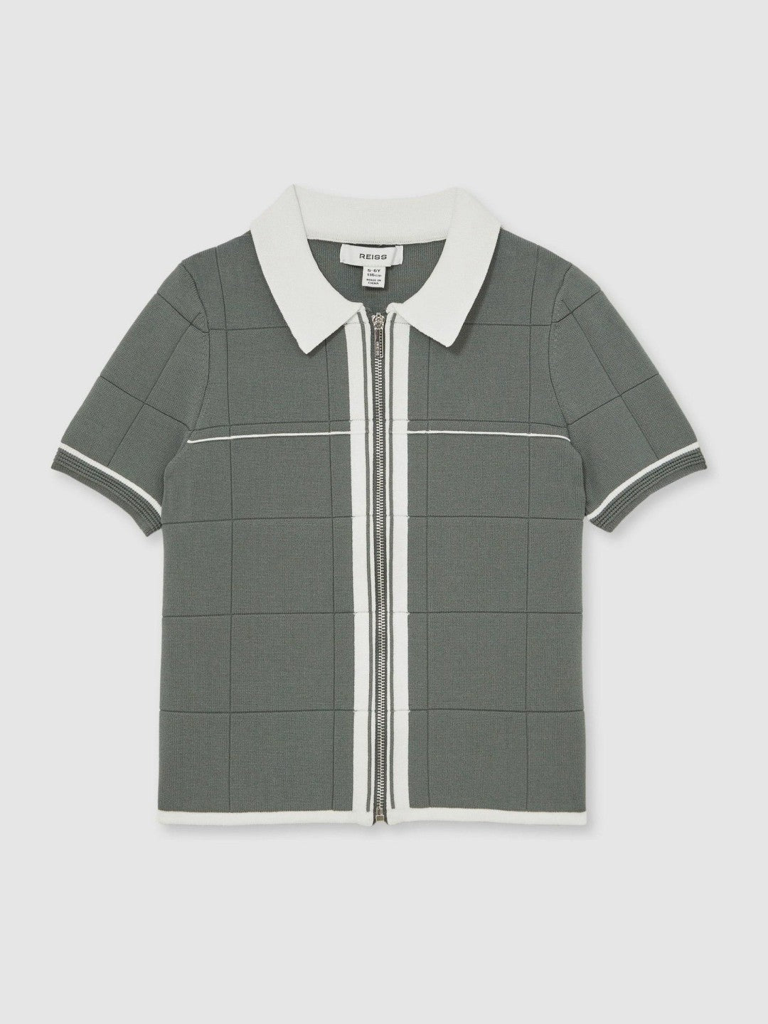 13-14 yrs Tipped Knit Zip-Through Shirt in Dark Sage Green Children & Baby | Reiss