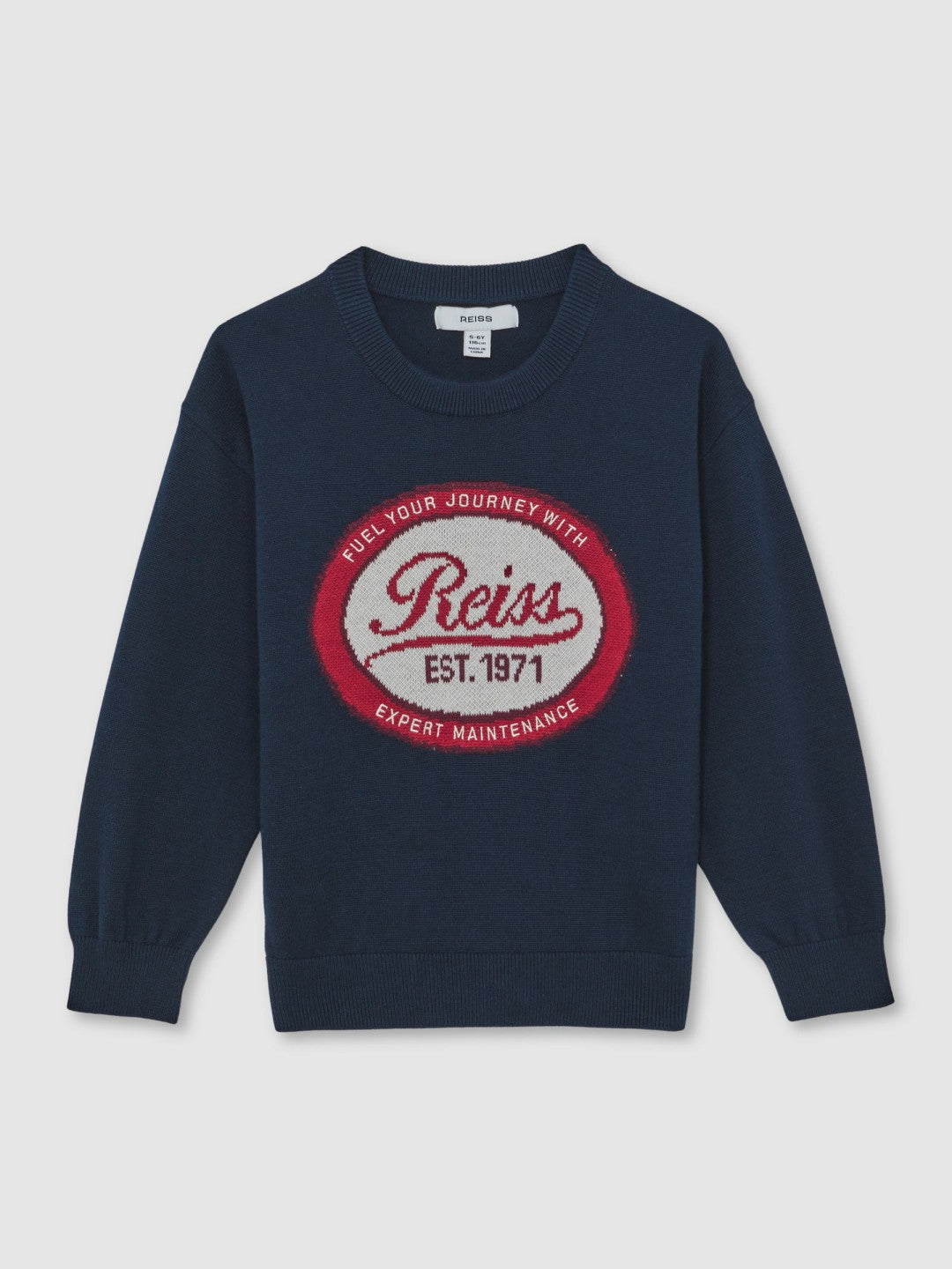 13-14 yrs Cotton Motor Cars Logo Jumper in Navy Children & Baby | Reiss