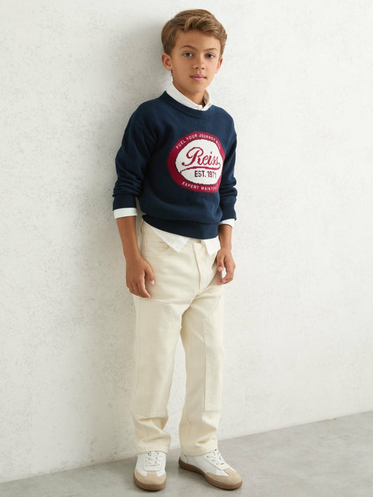 3-9 yrs Cotton Motor Cars Logo Jumper in Navy Children & Baby | Reiss