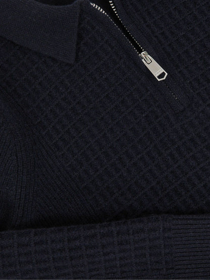 3-9 yrs Wool Waffle-Knit Half-Zip Polo Shirt in Navy Blue Children & Baby | Reiss
