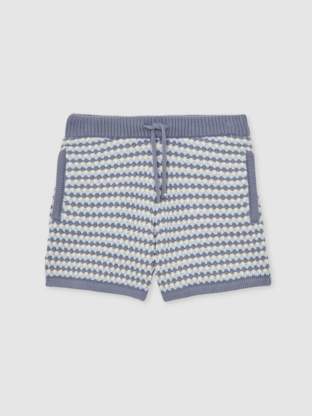 9-13 yrs Cotton-Blend Knitted Stripe Shorts in Blue/White Children & Baby | Reiss