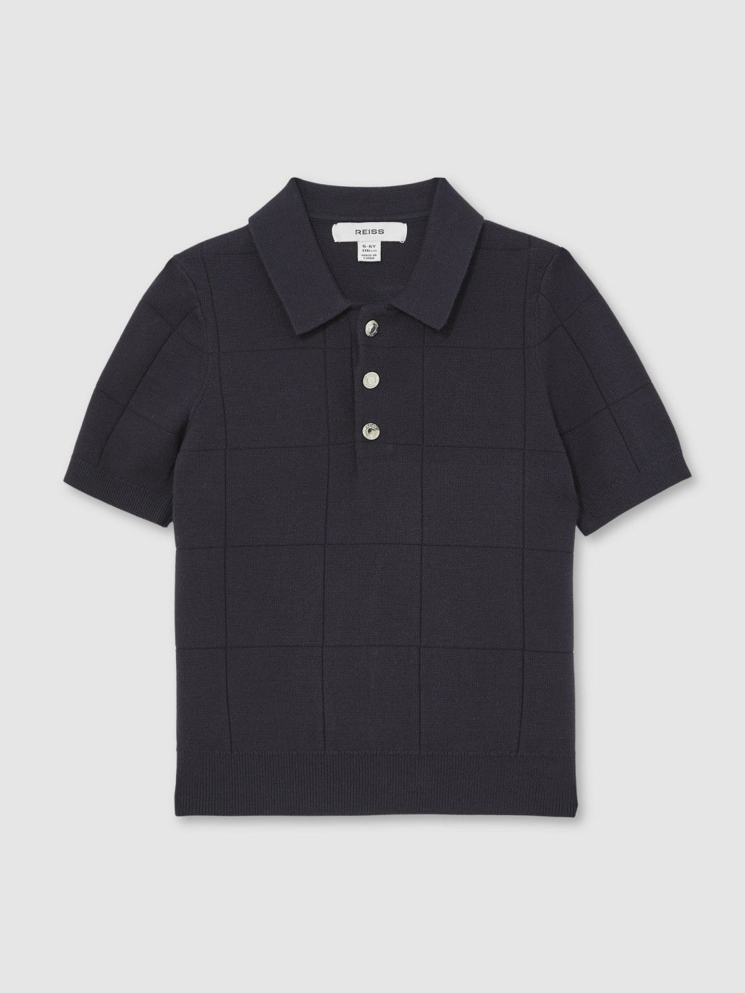 9-13 yrs Stitch-Detail Press-Stud Polo Shirt in Navy Blue Children & Baby | Reiss