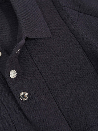 9-13 yrs Stitch-Detail Press-Stud Polo Shirt in Navy Blue Children & Baby | Reiss