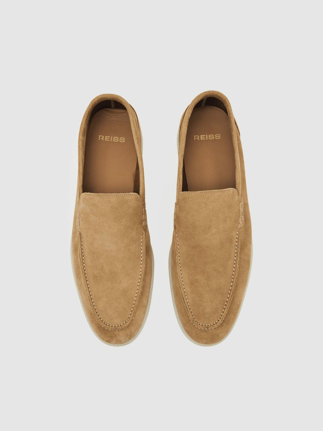 Suede Slip-On Loafers in Stone Men | Reiss