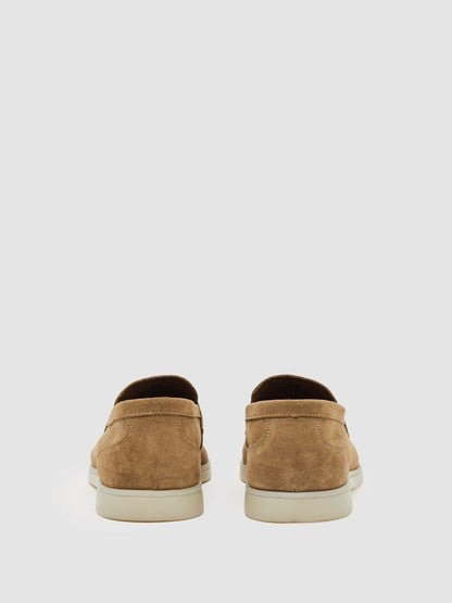 Suede Slip-On Loafers in Stone Men | Reiss