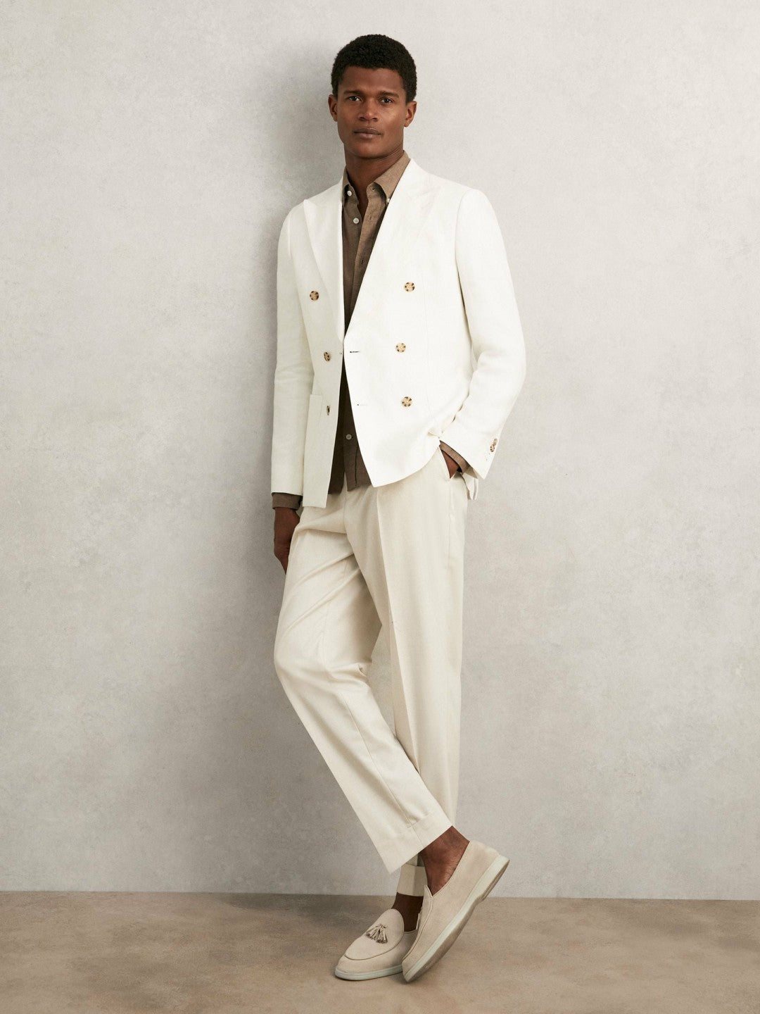 Suede Tassel Loafers in Light Stone Men | Reiss