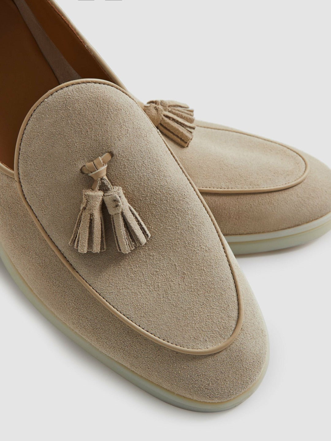 Suede Tassel Loafers in Light Stone Men | Reiss