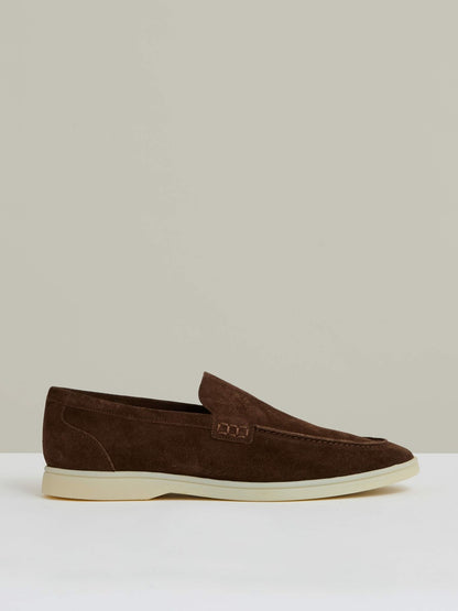 Suede Slip-On Loafers in Chocolate Brown Men | Reiss
