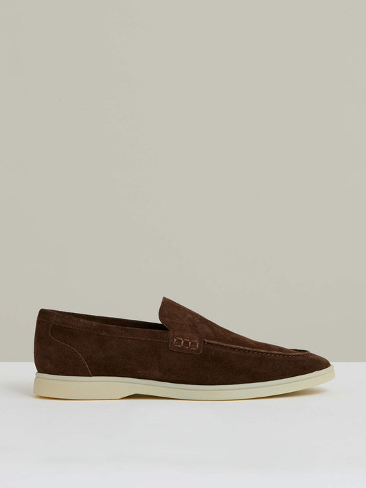 Suede Slip-On Loafers in Chocolate Brown Men | Reiss