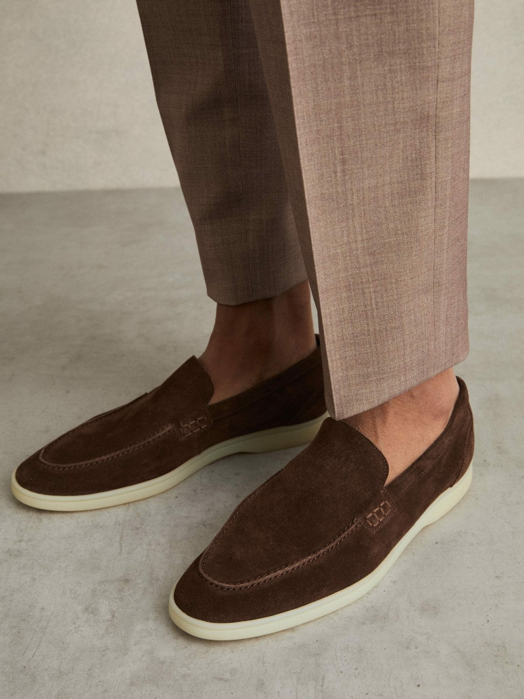Suede Slip-On Loafers in Chocolate Brown Men | Reiss