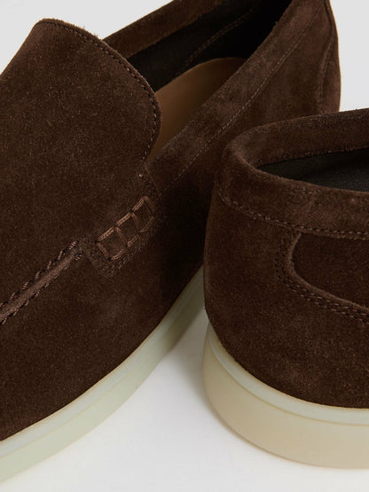 Suede Slip-On Loafers in Chocolate Brown Men | Reiss