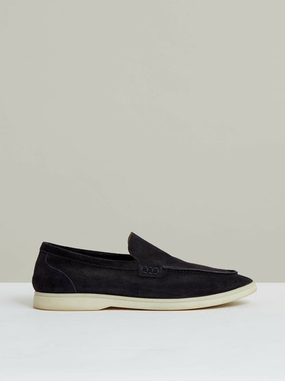 Suede Slip-On Loafers in Navy Men | Reiss