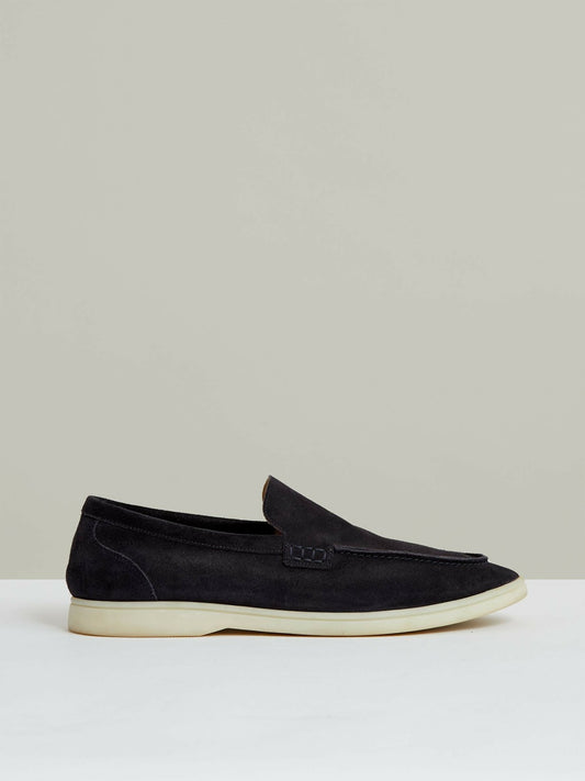 Suede Slip-On Loafers in Navy Men | Reiss