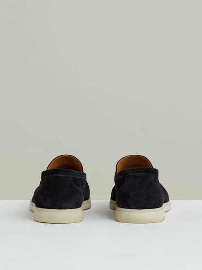 Suede Slip-On Loafers in Navy Men | Reiss
