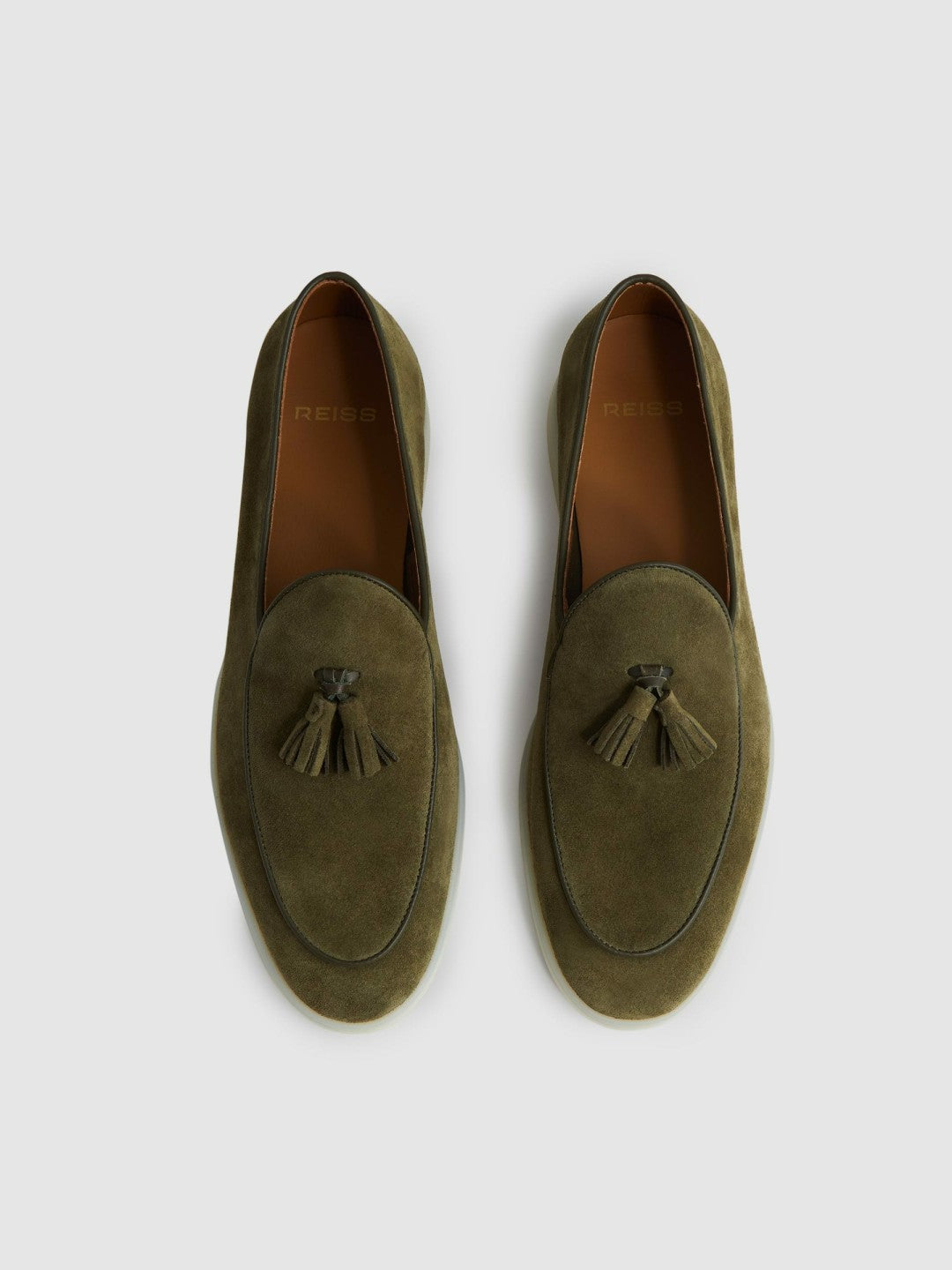Suede Tassel Loafers in Moss Green Men | Reiss
