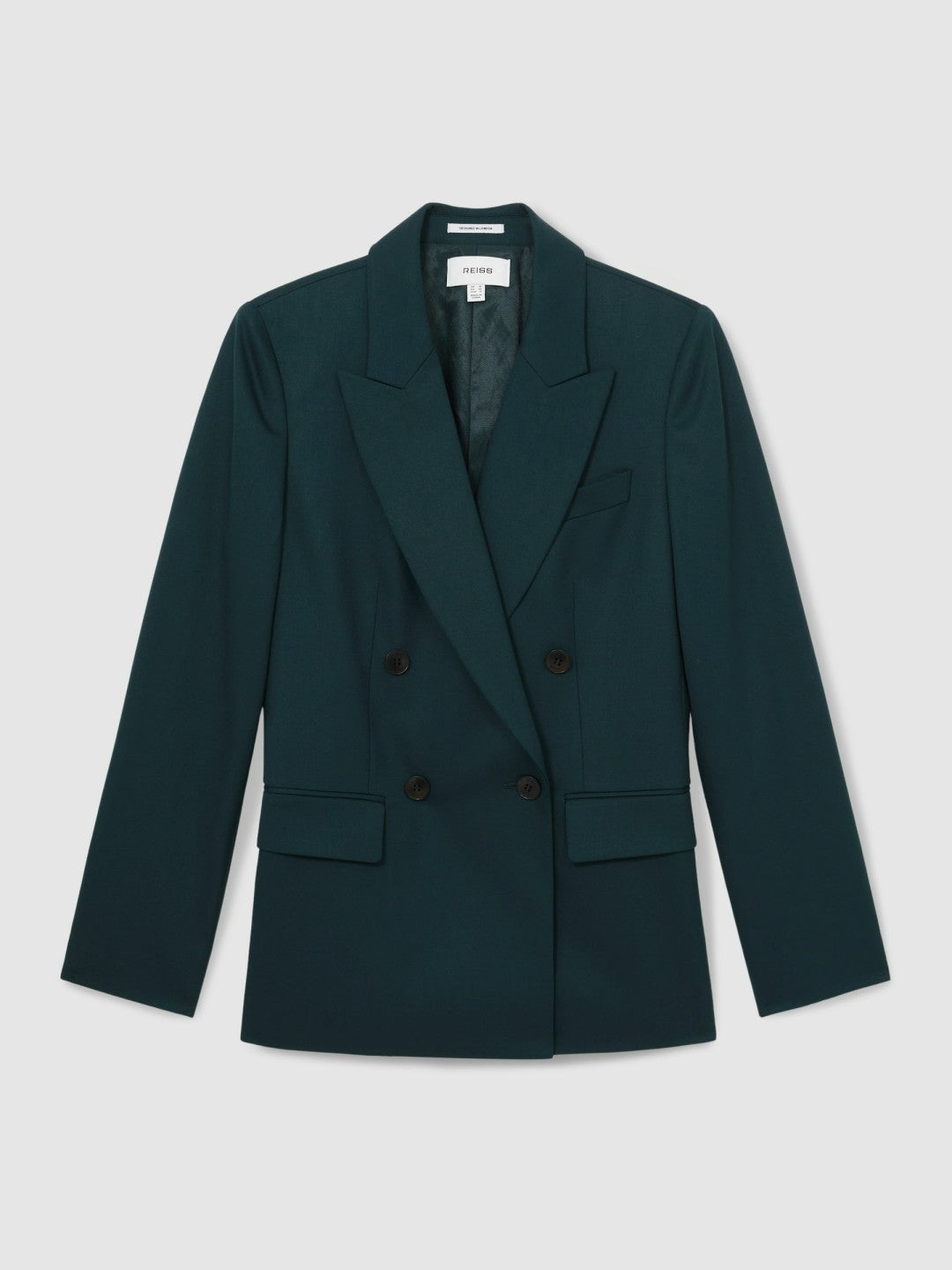Wool-Blend Double-Breasted Suit Blazer in Green Women | Reiss