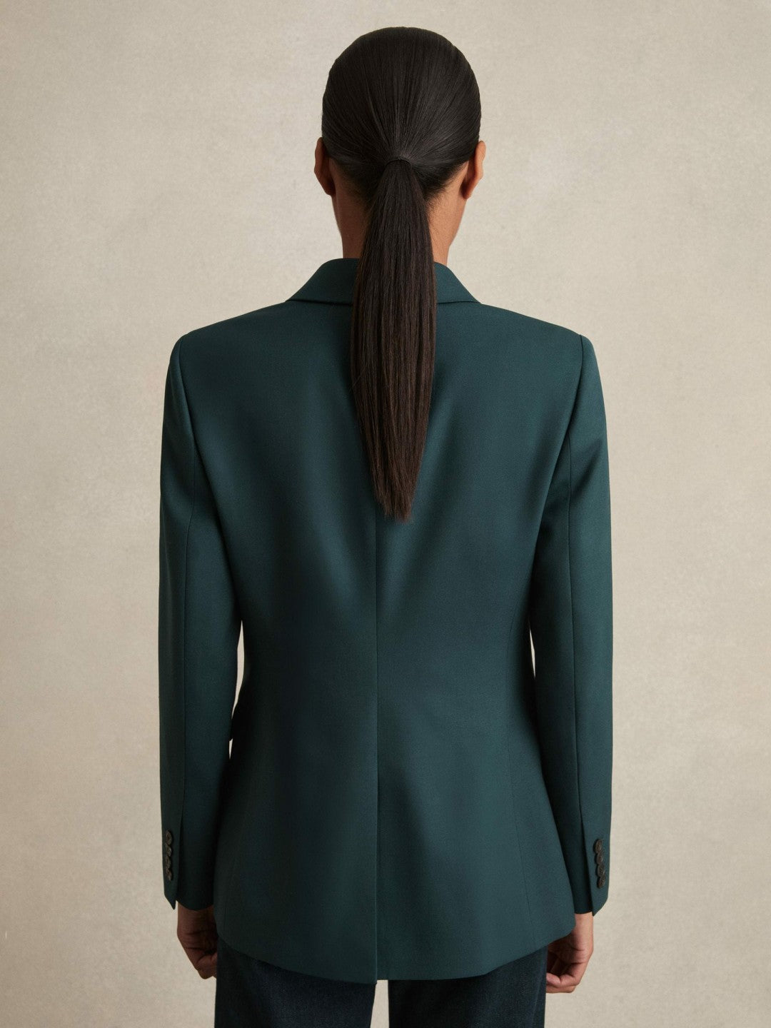 Wool-Blend Double-Breasted Suit Blazer in Green Women | Reiss