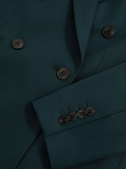 Wool-Blend Double-Breasted Suit Blazer in Green Women | Reiss