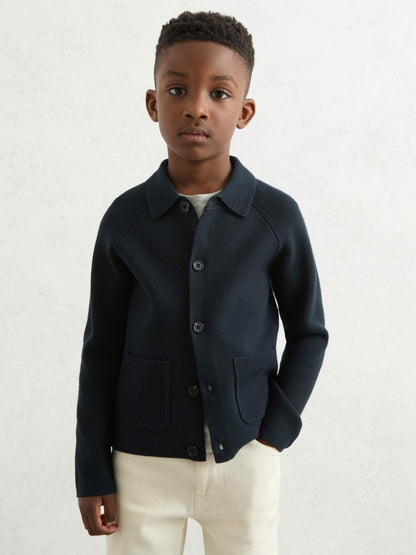 3-9 yrs Button-Through Knitted Cardigan in Navy Children & Baby | Reiss