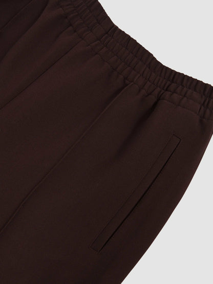 Petite Wide Leg Elasticated Waist Trousers in Burgundy Women | Reiss