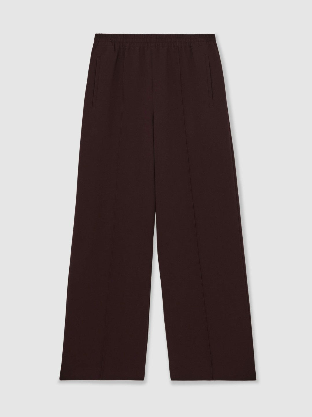 Wide Leg Elasticated Waist Trousers in Burgundy Women | Reiss