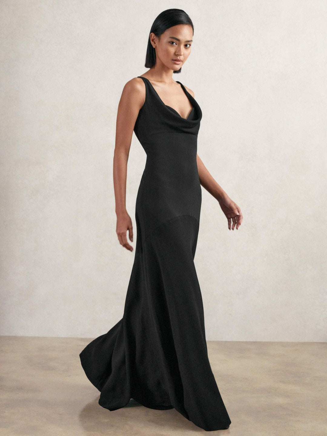 Cowl-Neck Sleeveless Maxi Dress in Black Women | Reiss