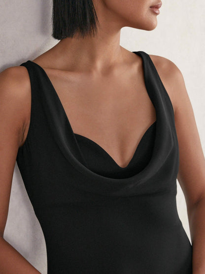 Cowl-Neck Sleeveless Maxi Dress in Black Women | Reiss
