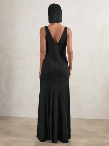 Cowl-Neck Sleeveless Maxi Dress in Black Women | Reiss