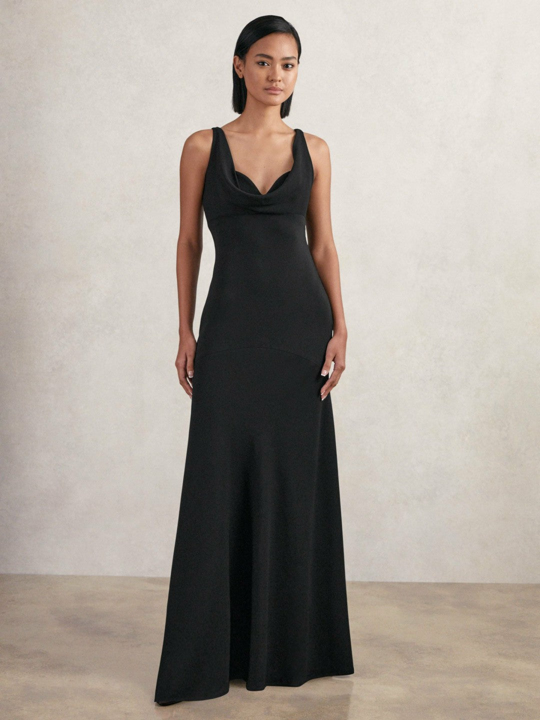 Cowl-Neck Sleeveless Maxi Dress in Black Women | Reiss