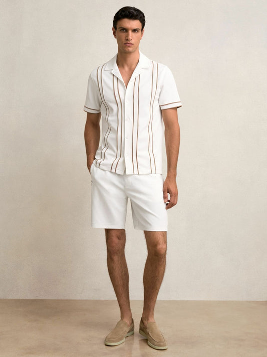 Textured Drawstring Shorts in White Men | Reiss