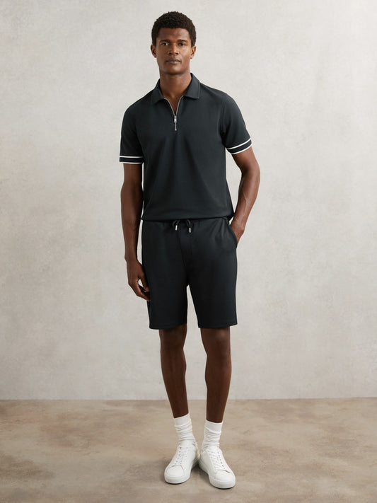 Textured Drawstring Shorts in Navy Men | Reiss
