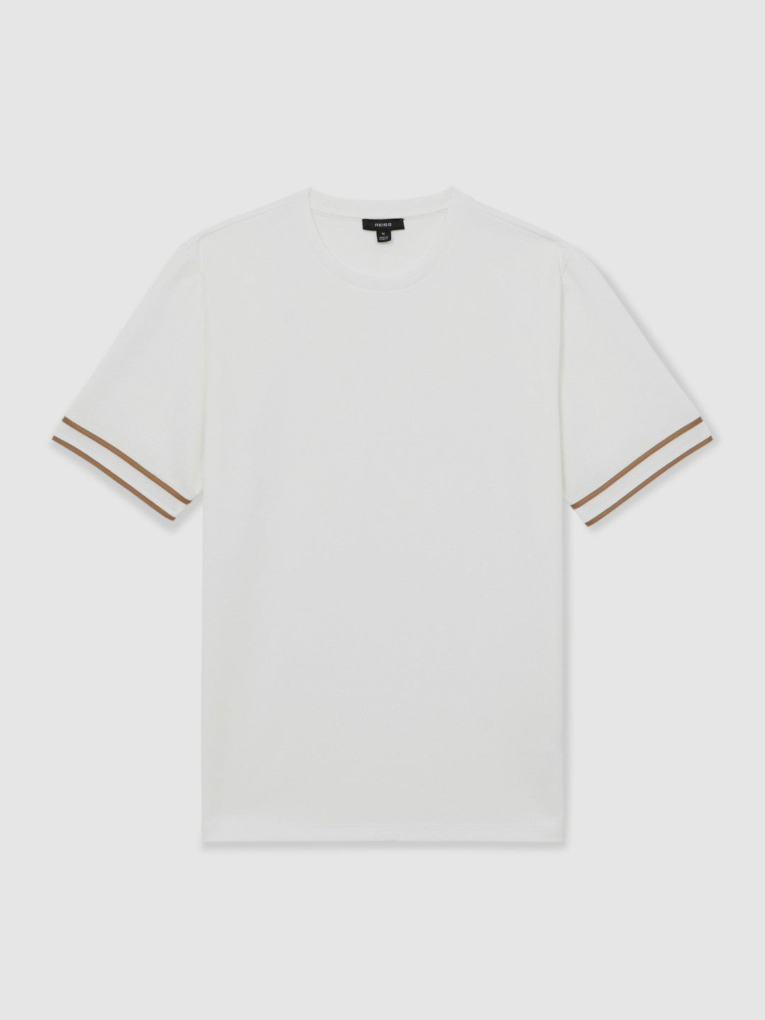Textured Crew-Neck Tipped T-Shirt in White Men | Reiss
