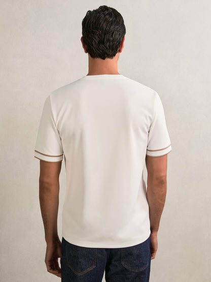 Textured Crew-Neck Tipped T-Shirt in White Men | Reiss