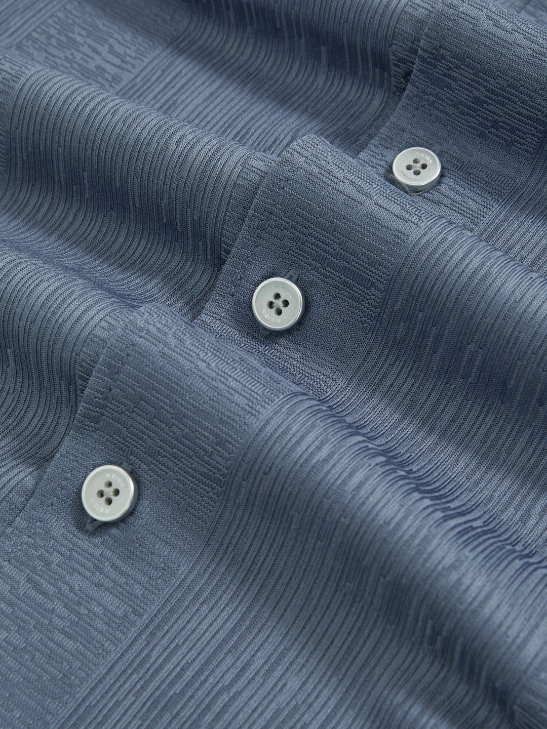 Jacquard-Stripe Cuban-Collar Shirt in Airforce Blue Men | Reiss
