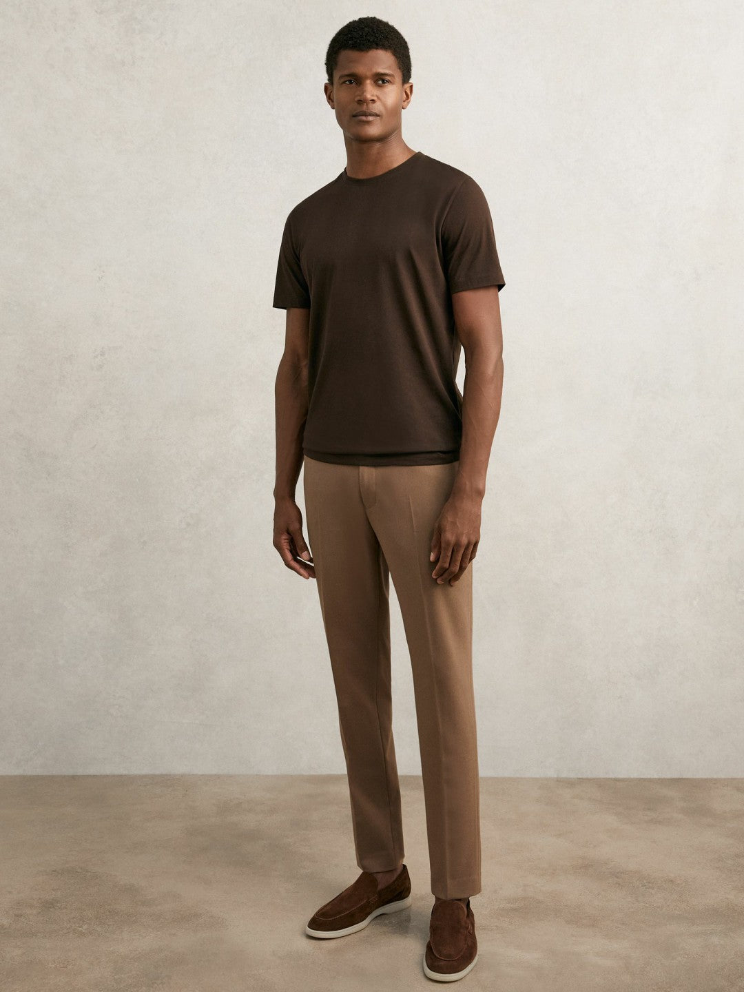 Cotton Crew Neck T-Shirt in Coco Brown Men | Reiss