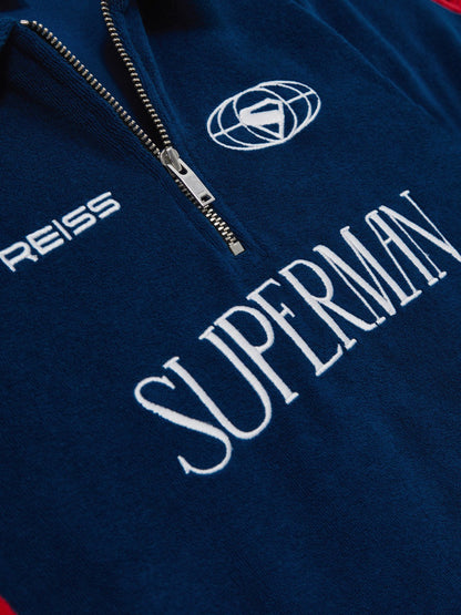 13-14 yrs Superman Towelling Polo Shirt in Blue/Red Children & Baby | Reiss