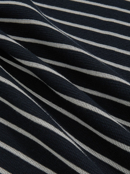 Cotton Textured Stripe T-Shirt in White/Navy Men | Reiss