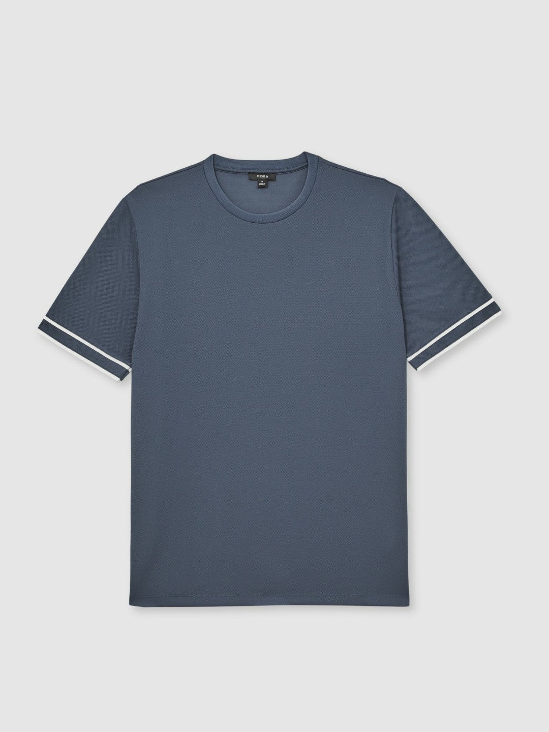 Textured Crew-Neck Tipped T-Shirt in Airforce Blue Men | Reiss