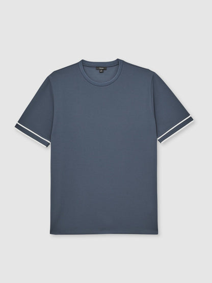Textured Crew-Neck Tipped T-Shirt in Airforce Blue Men | Reiss