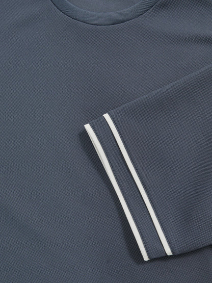 Textured Crew-Neck Tipped T-Shirt in Airforce Blue Men | Reiss