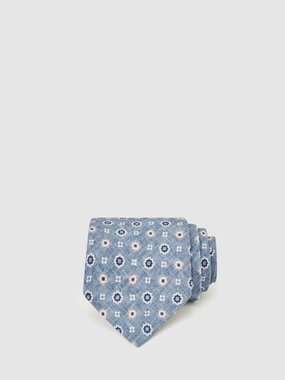 Silk Floral-Medallion Tie in Soft Blue Men | Reiss