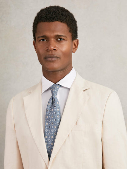 Silk Floral-Medallion Tie in Soft Blue Men | Reiss