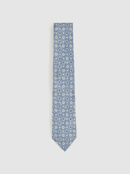 Silk Floral-Medallion Tie in Soft Blue Men | Reiss