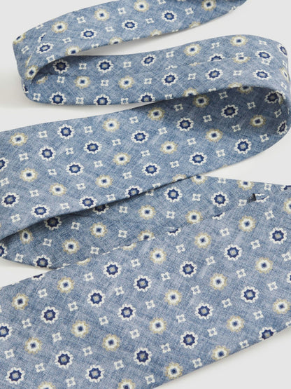 Silk Floral-Medallion Tie in Soft Blue Men | Reiss