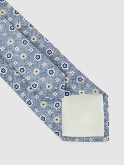 Silk Floral-Medallion Tie in Soft Blue Men | Reiss