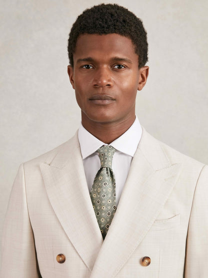 Silk Floral-Medallion Tie in Soft Sage Men | Reiss