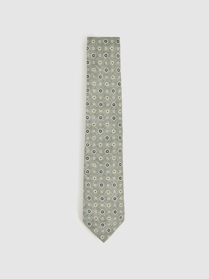 Silk Floral-Medallion Tie in Soft Sage Men | Reiss