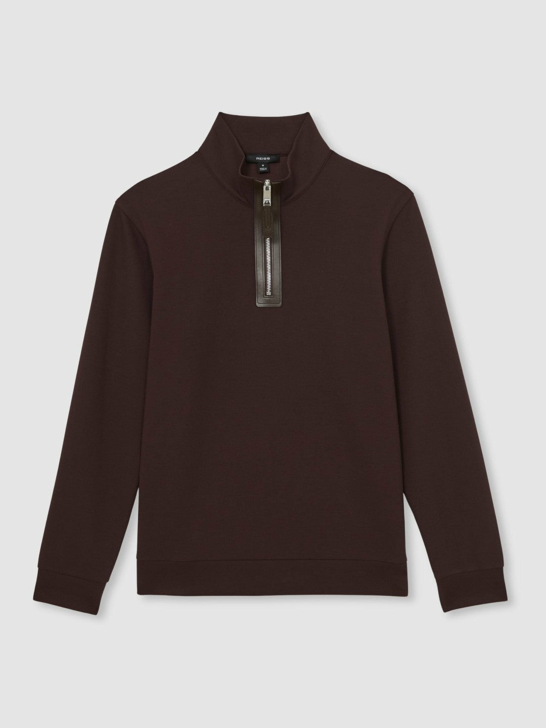 Leather-Placket Interlock Sweatshirt in Cherry Red Men | Reiss